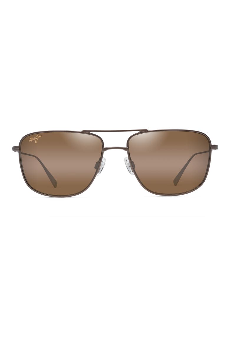 Mikioi 54mm PolarizedPlus2® Aviator Sunglasses, Main, color, SATIN SEPIA