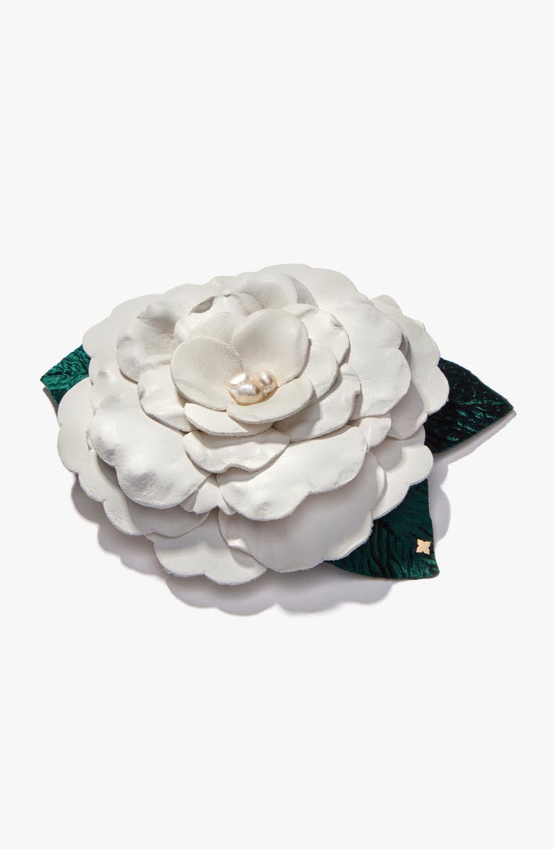 Helena Simon The Large White Gardenia Floral Brooch, Alternate, color, White