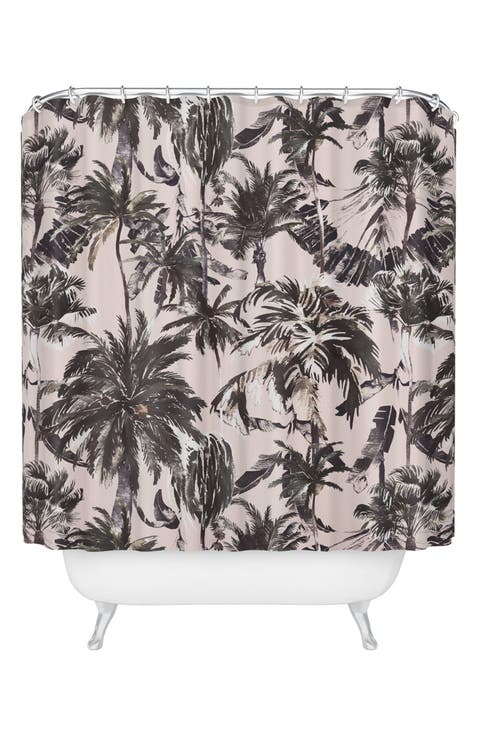 Tropical Palm Tree Print Shower Curtain