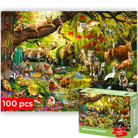 Kids Jigsaw Puzzle Set - Illustrated 100-Piece Puzzles with Educational Themes