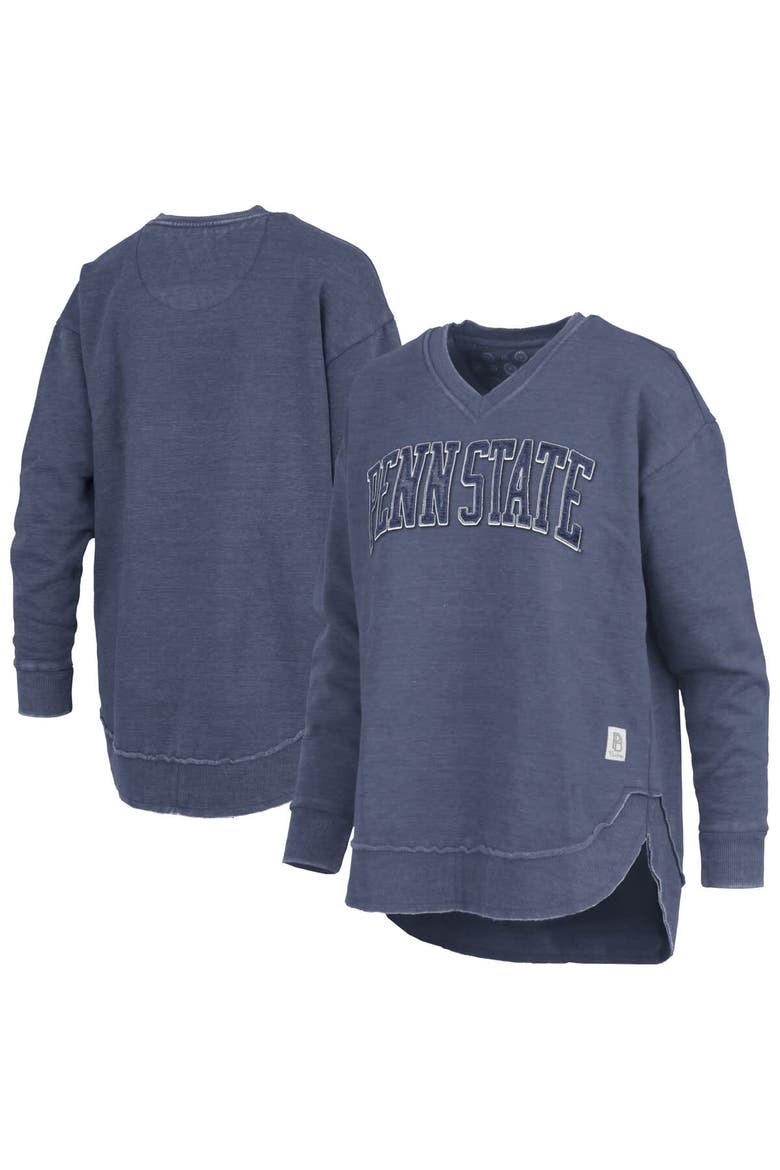 Women's Pressbox Navy Penn State Nittany Lions Westin Poncho V-Neck Pullover Sweatshirt, Alternate, color, Navy