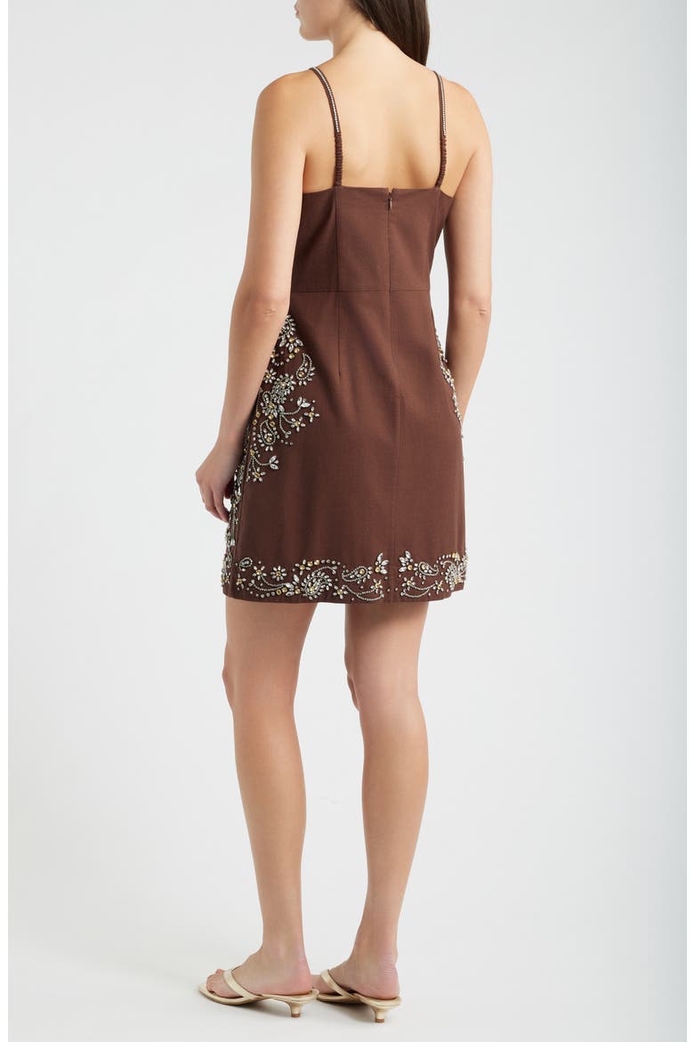The Willow Beaded Minidress, Alternate, color, FALCON BROWN