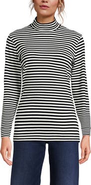 Lands
End Relaxed Cotton Long Sleeve Mock Turtleneck
