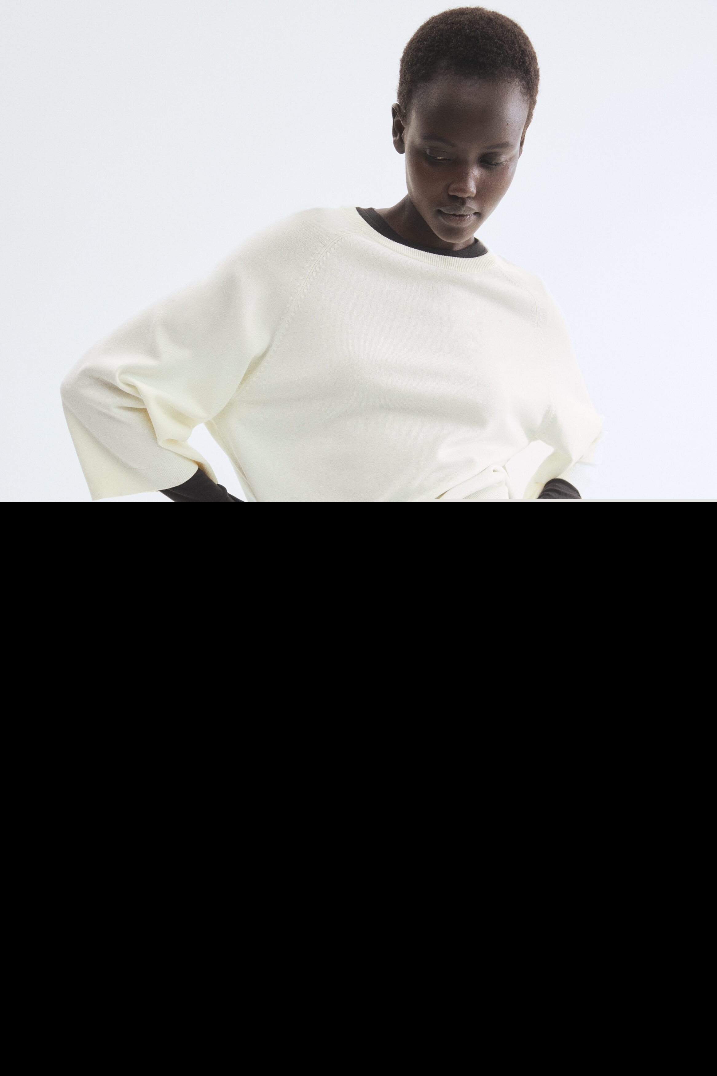 H&M Fine-knit Top, Alternate, color, Cream