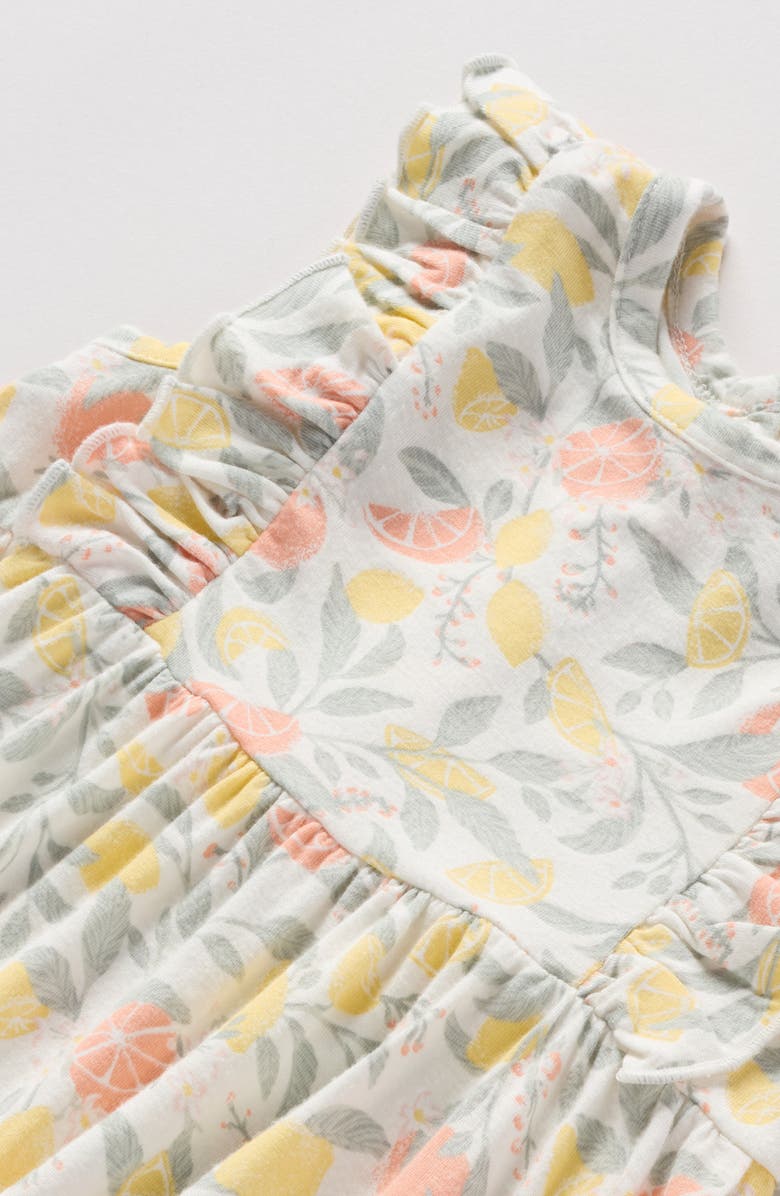 Nordstrom Ruffle Romper & Hat Set, Alternate, color, Ivory Egret Citrus Spritz