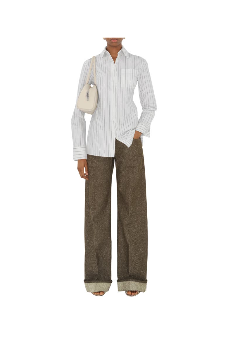 Burberry Regular Fit Striped Cotton Shirt, Alternate, color, String/Coal