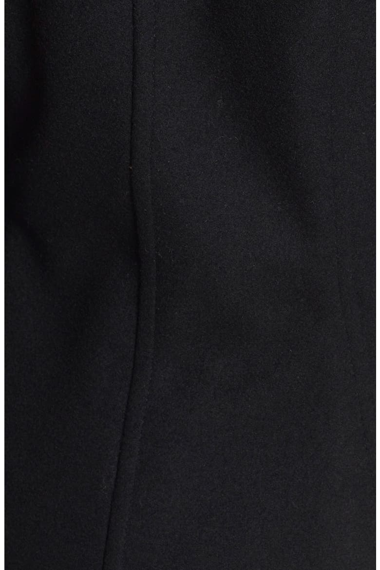 Faux Fur Trim Hooded Wool Blend Duffle Coat, Alternate, color, BLACK