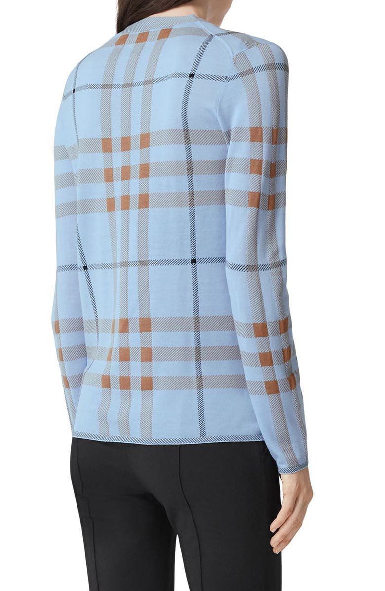 Burberry Ramana Check Jacquard Merino Wool & Silk Blend Cardigan, Alternate, color, 