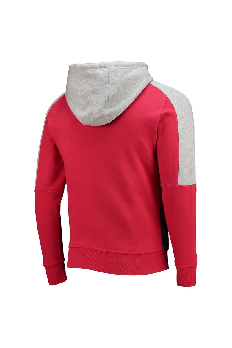 Men's Starter Red/Pewter Tampa Bay Buccaneers Playoffs Color Block Full-Zip Hoodie, Alternate, color, Red