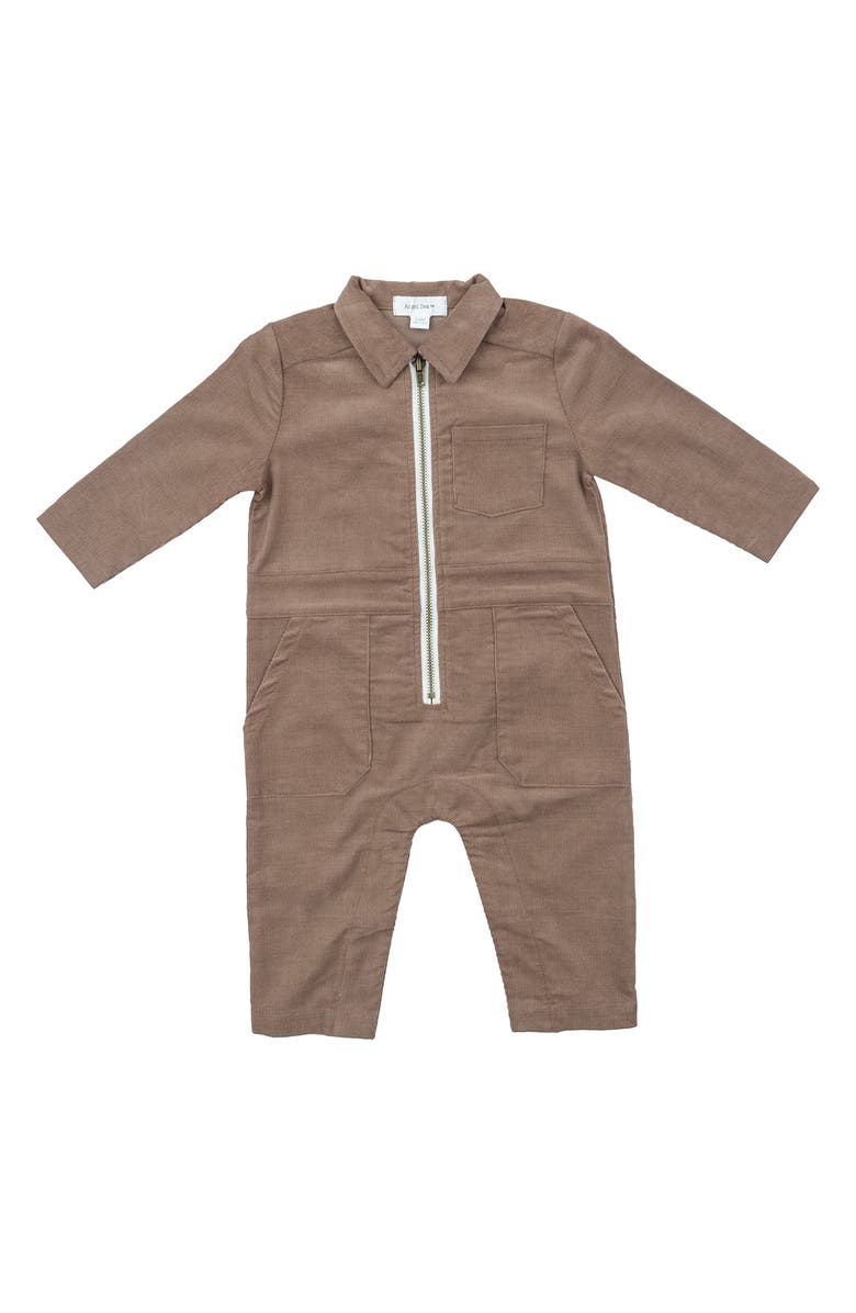 Angel Dear Retro Corduroy Romper, Main, color, Brown