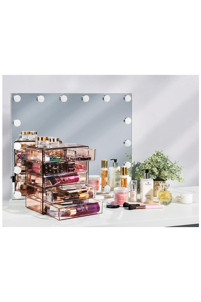 7-Drawer Makeup and Jewelry Storage Case, Alternate, color, BROWN