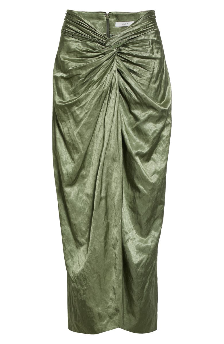 Vince Metallic Twist Front Cotton Blend Skirt, Alternate, color, Dk Pistachio