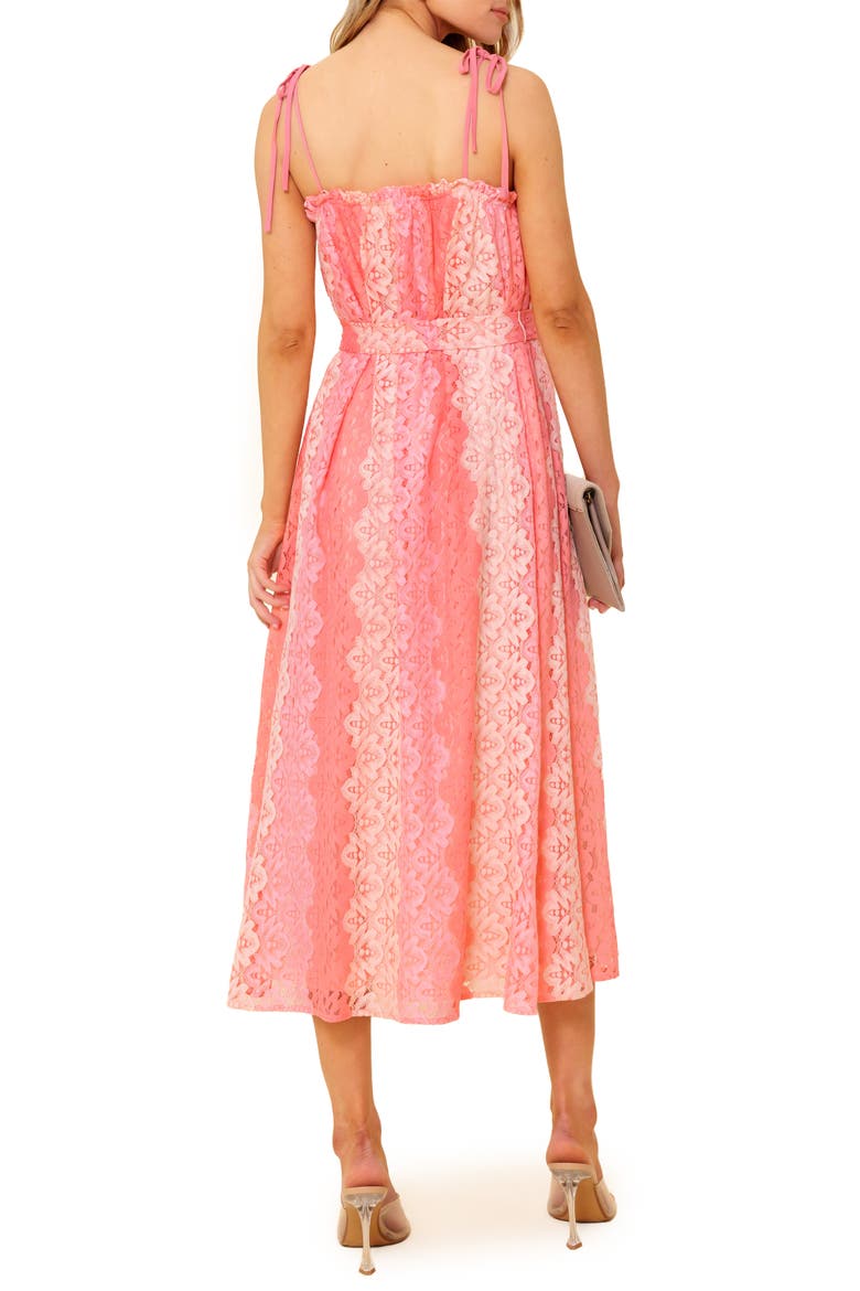 Tie Waist Lace Midi Dress, Alternate, color, PEACH