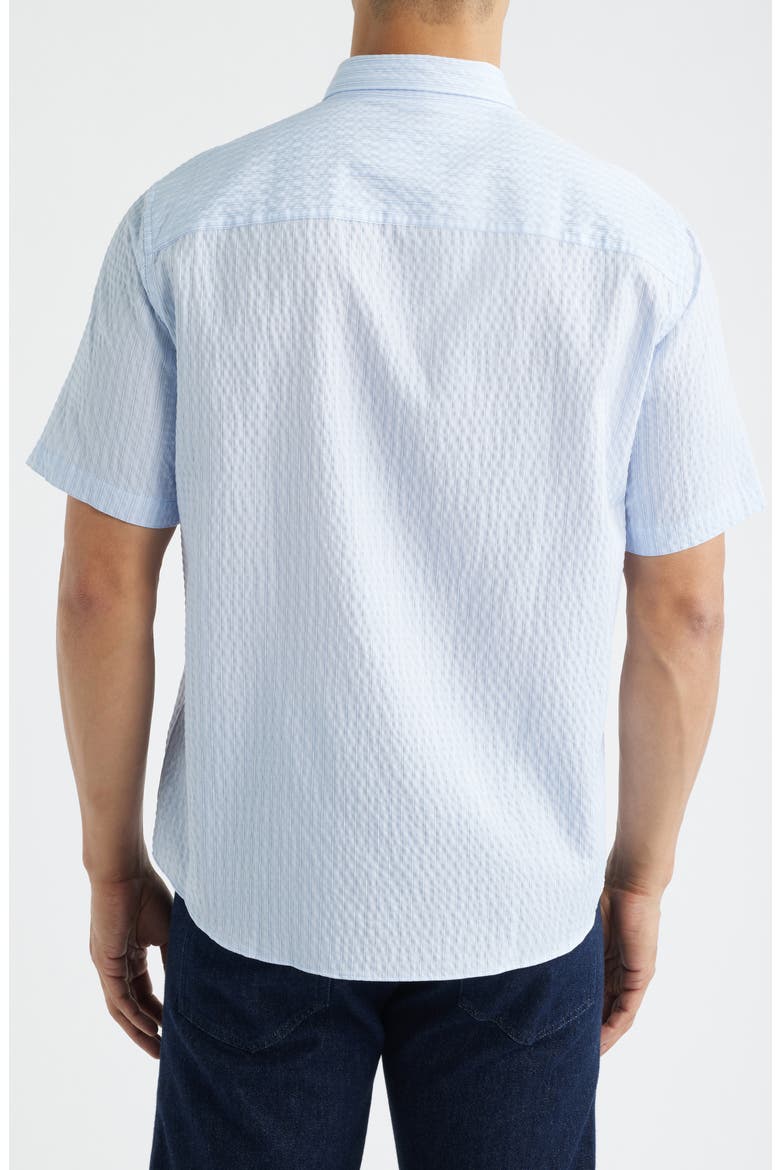 Leland Stripe Short Sleeve Seersucker Button-Down Shirt, Alternate, color, LIGHT BLUE STRIPED SEERSUCKER