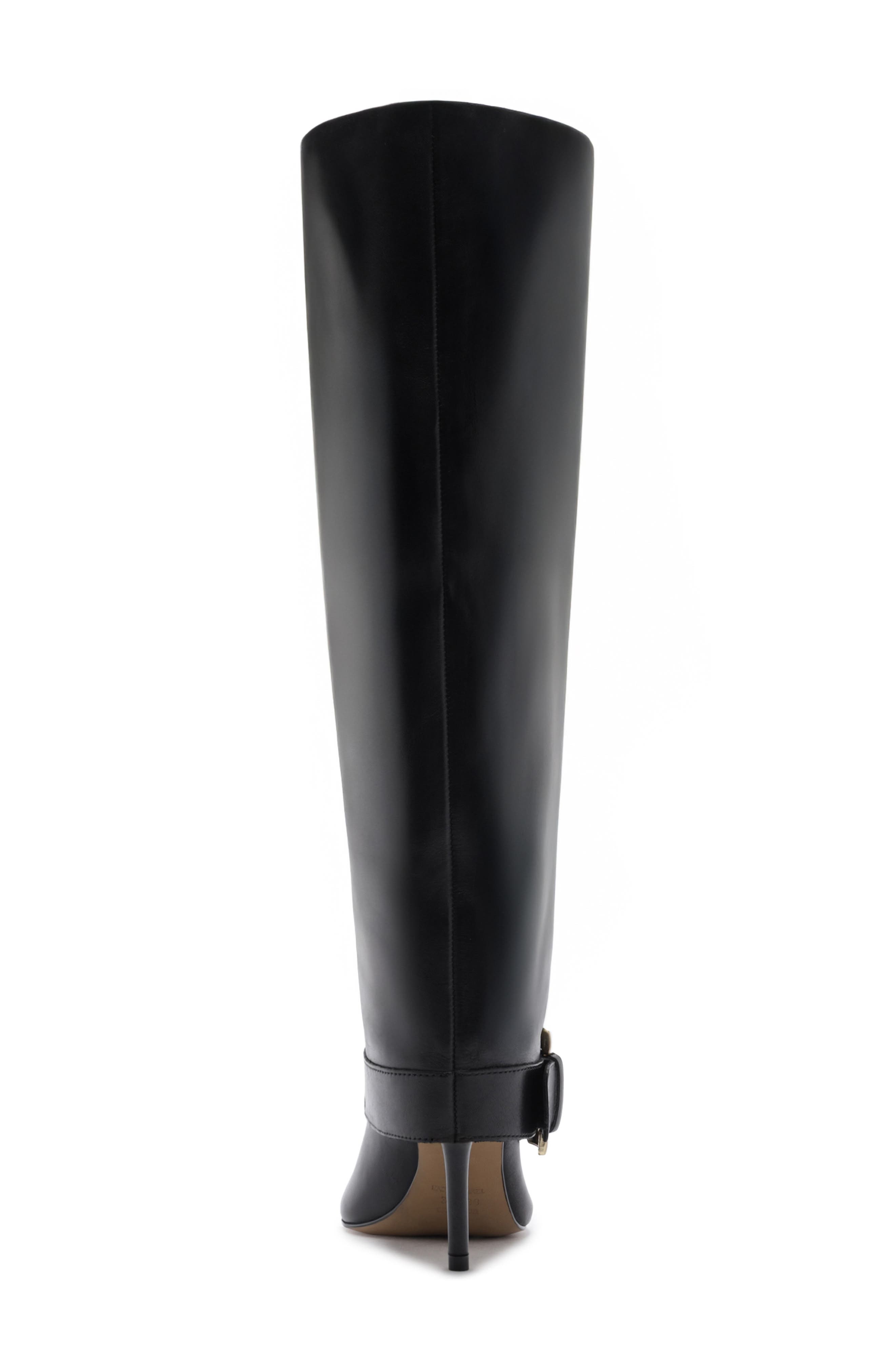 Kenny Stiletto Knee High Leather Boot, Alternate, color, BLACK