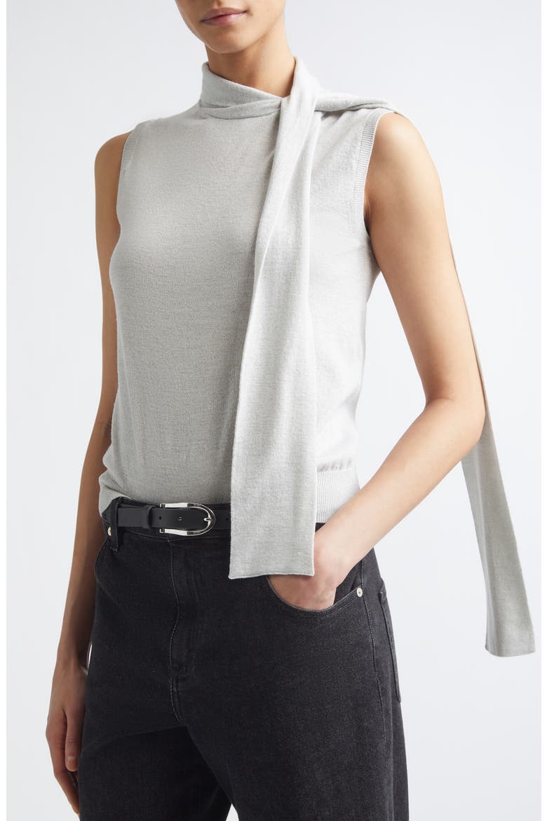 Sleeveless Sweater with Scarf, Alternate, color, 150 CREAM