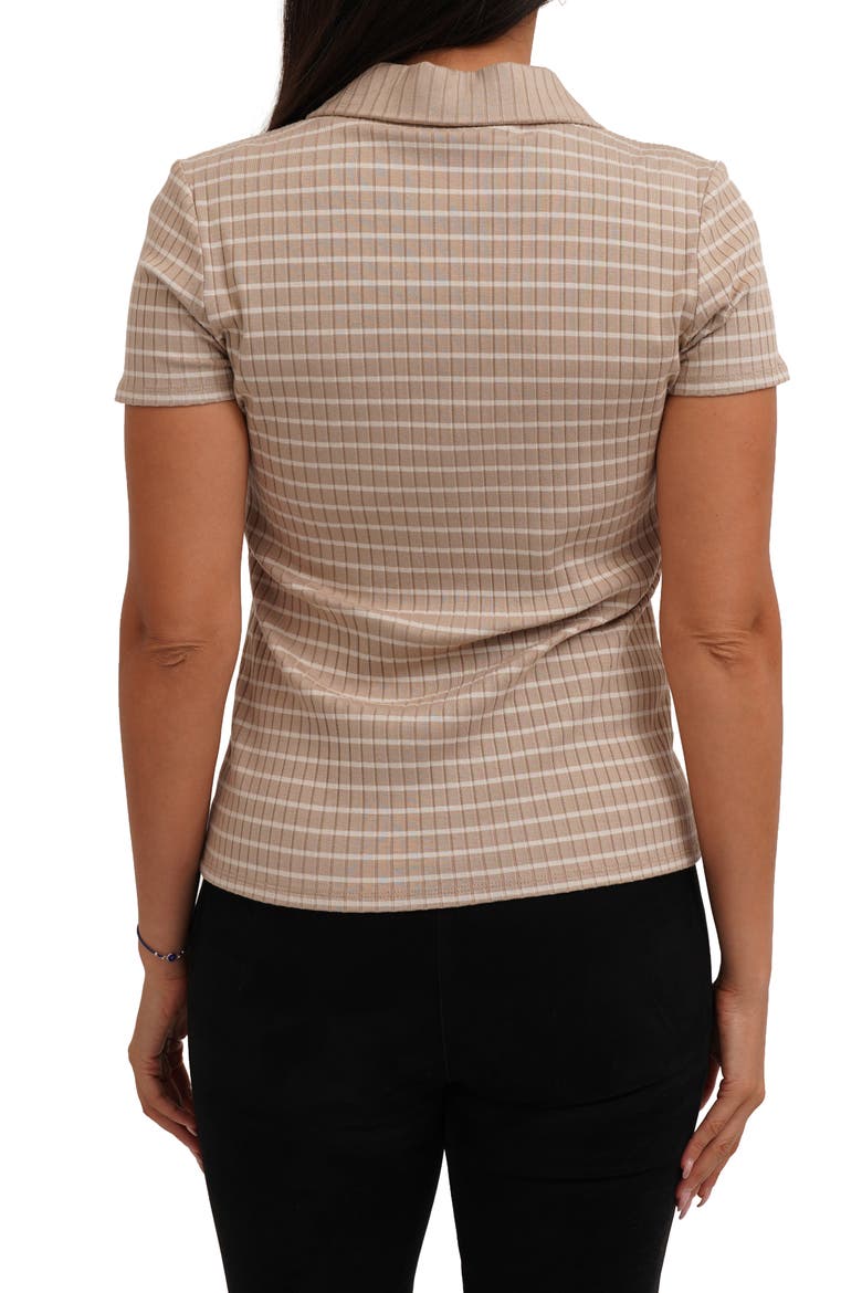 Stripe Rib Button-Up Knit Top, Alternate, color, NOMAD/ PALE FLEX