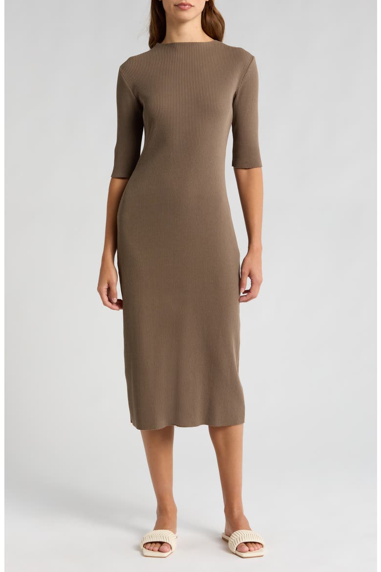 Mock Neck Elbow Length Sleeve Dress, Main, color, VALLEY SMOKE