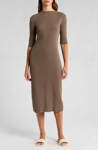 Vince Mock Neck Elbow Length Sleeve Dress