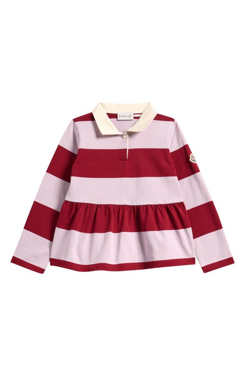 Kids' Stripe Long Sleeve Peplum Polo (Little Kid & Big Kid)