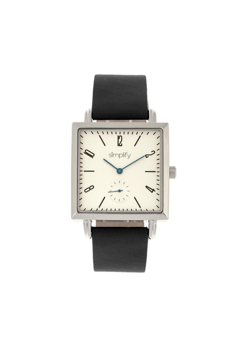 The 5000 Leather-Band Watch, Main, color, Black/White