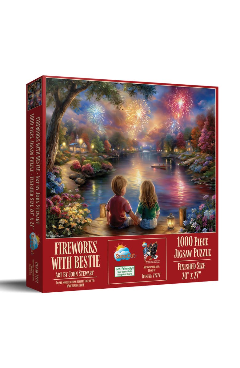 Sunsout Fireworks with Bestie 1000 piece Jigsaw Puzzle for Adults, Main, color, Multicolor