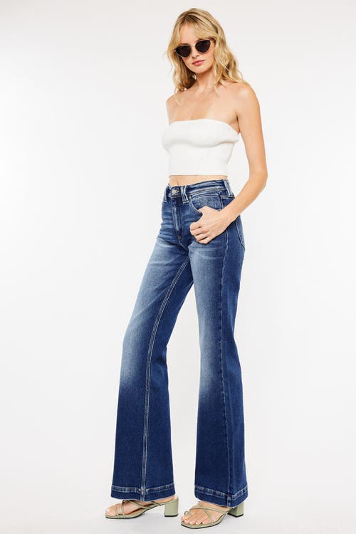 Kancan Alana Wide Bootcut Jean In Denim Blue In Medium Wash
