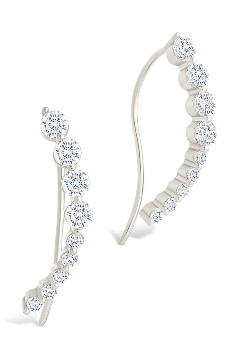 Brilliant Cubic Zirconia Single Ear Crawler, Main, color, SILVER