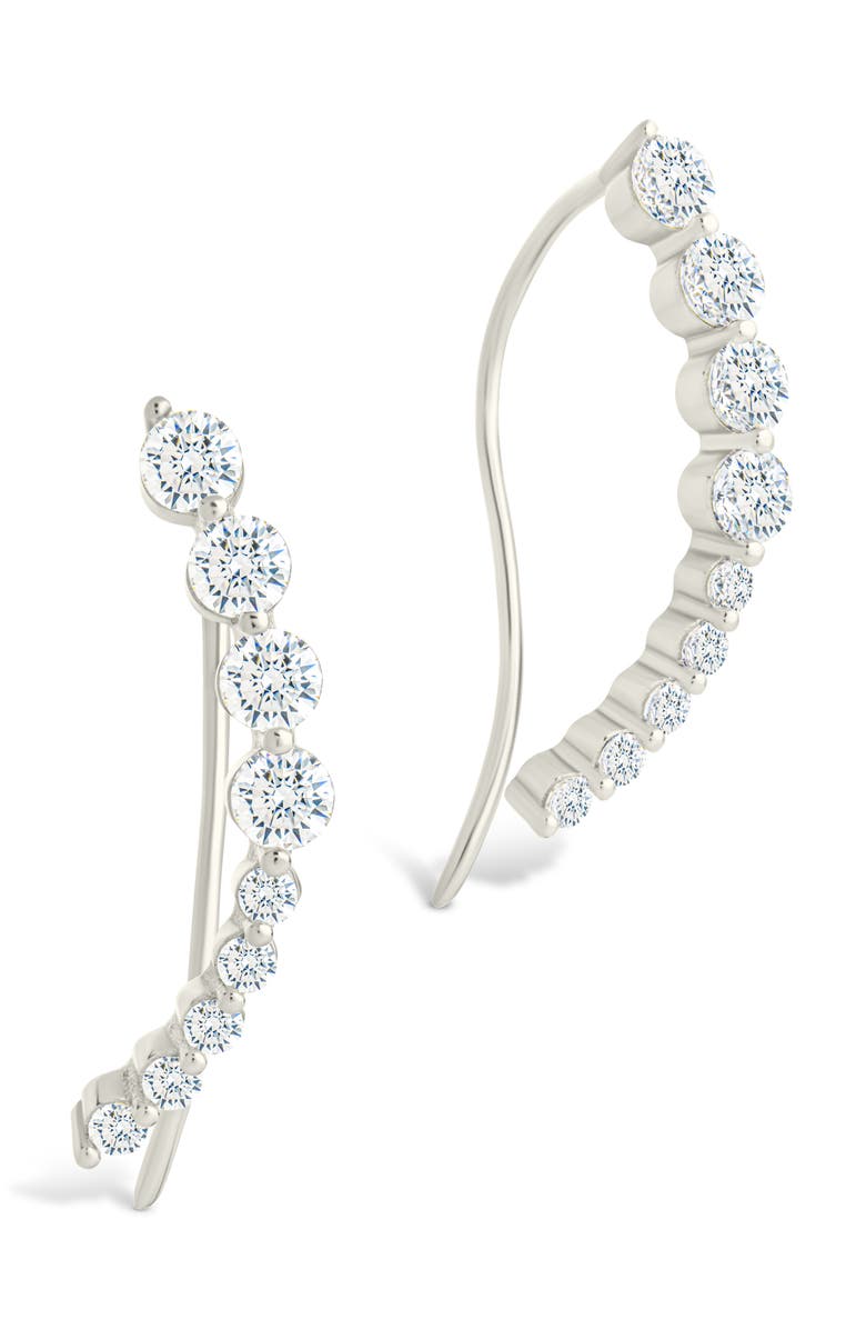 Sterling Forever Brilliant Cubic Zirconia Single Ear Crawler, Main, color, Silver