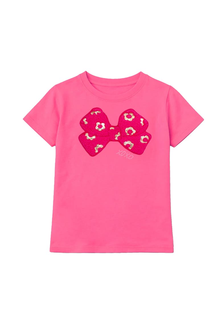 Sequin Bow Applique Short Sleeve Tee, Main, color, Fuschia