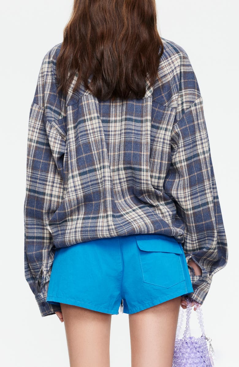 LIONESS Clarity Plaid Cotton Flannel Button-Up Shirt, Alternate, color, Ash Plaid