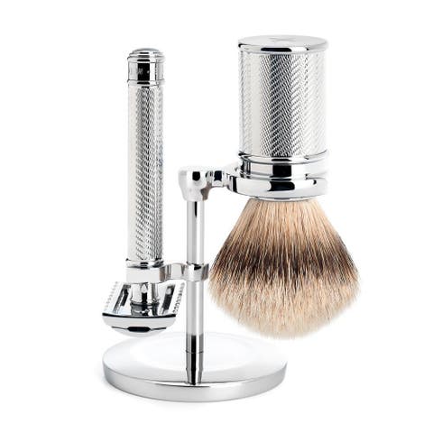 Chrome Silvertip Badger & Open Comb Safety Razor Shaving Set