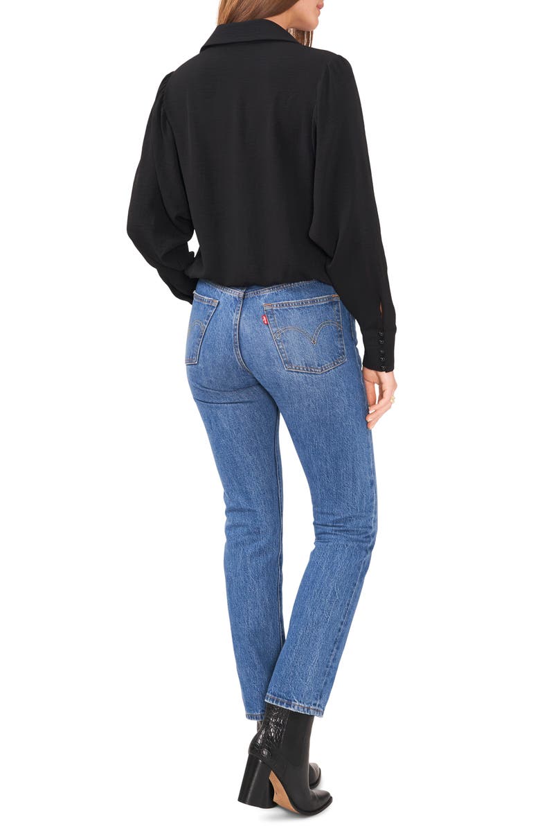 Vince Camuto Hammered Satin Tie Front Top, Alternate, color, 