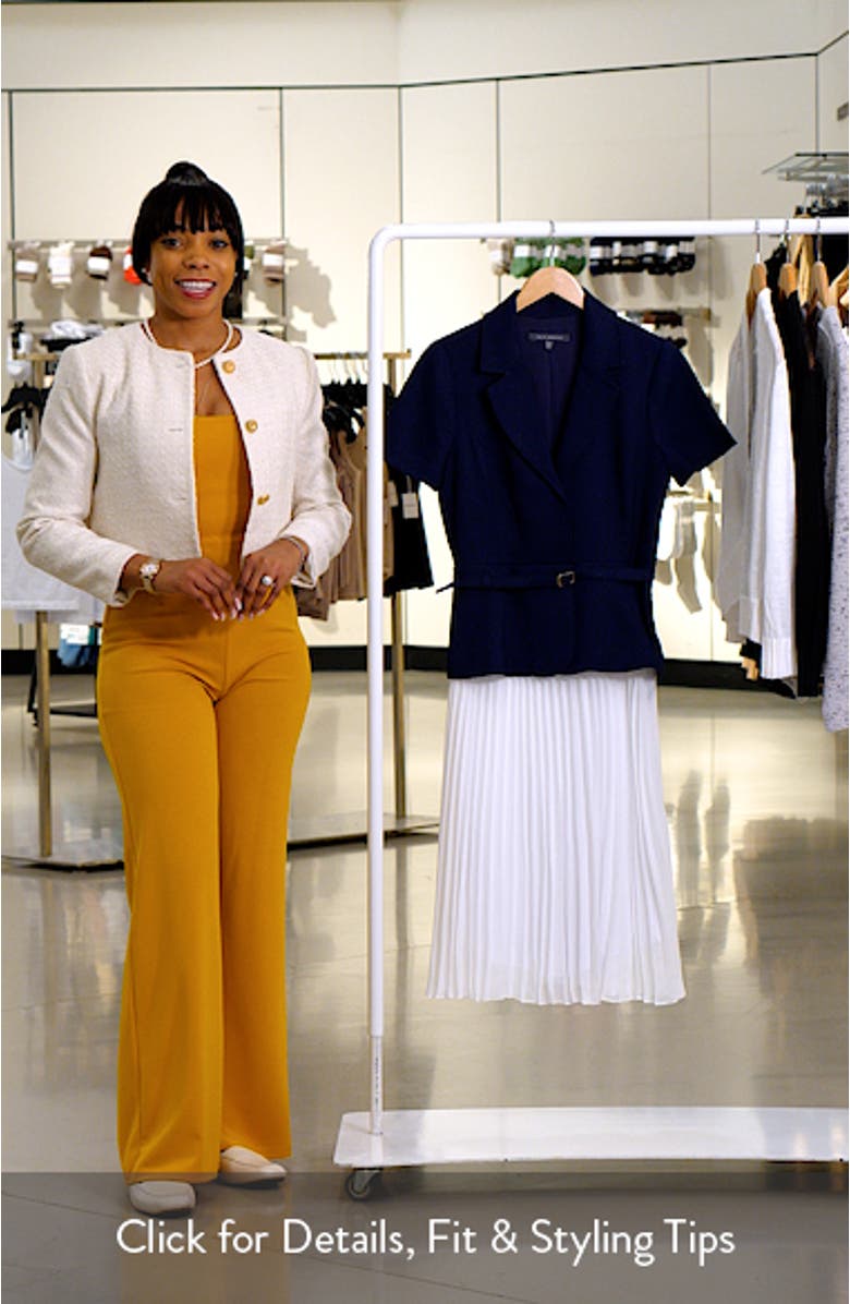 Faux Two-Piece Short Sleeve Belted Midi Dress, sales video thumbnail