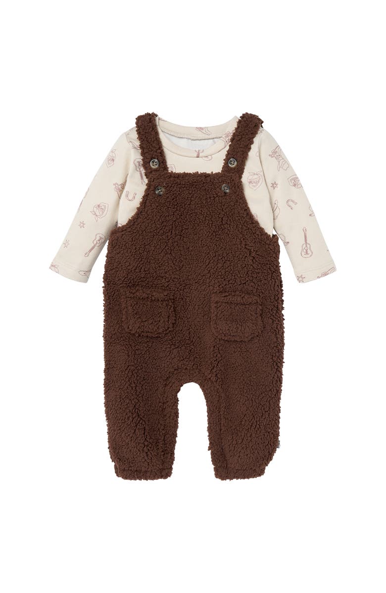 Modern Moments<sup>™</sup> by Gerber Plush Overall and Long Sleeve Top Set, Main, color, Rich Brown