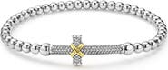 LAGOS Two-Tone Caviar Cross Stretch Bracelet