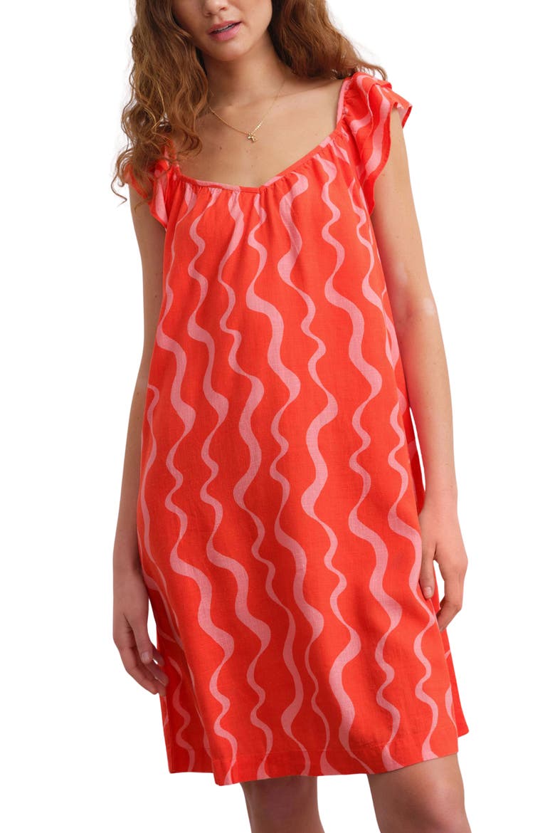 Ruffle Cap Sleeve Dress, Main, color, RED