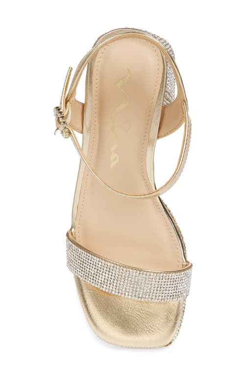 Nina Kids' Marysol Ankle Strap Platform Sandal In Light Gold Metallic Stones