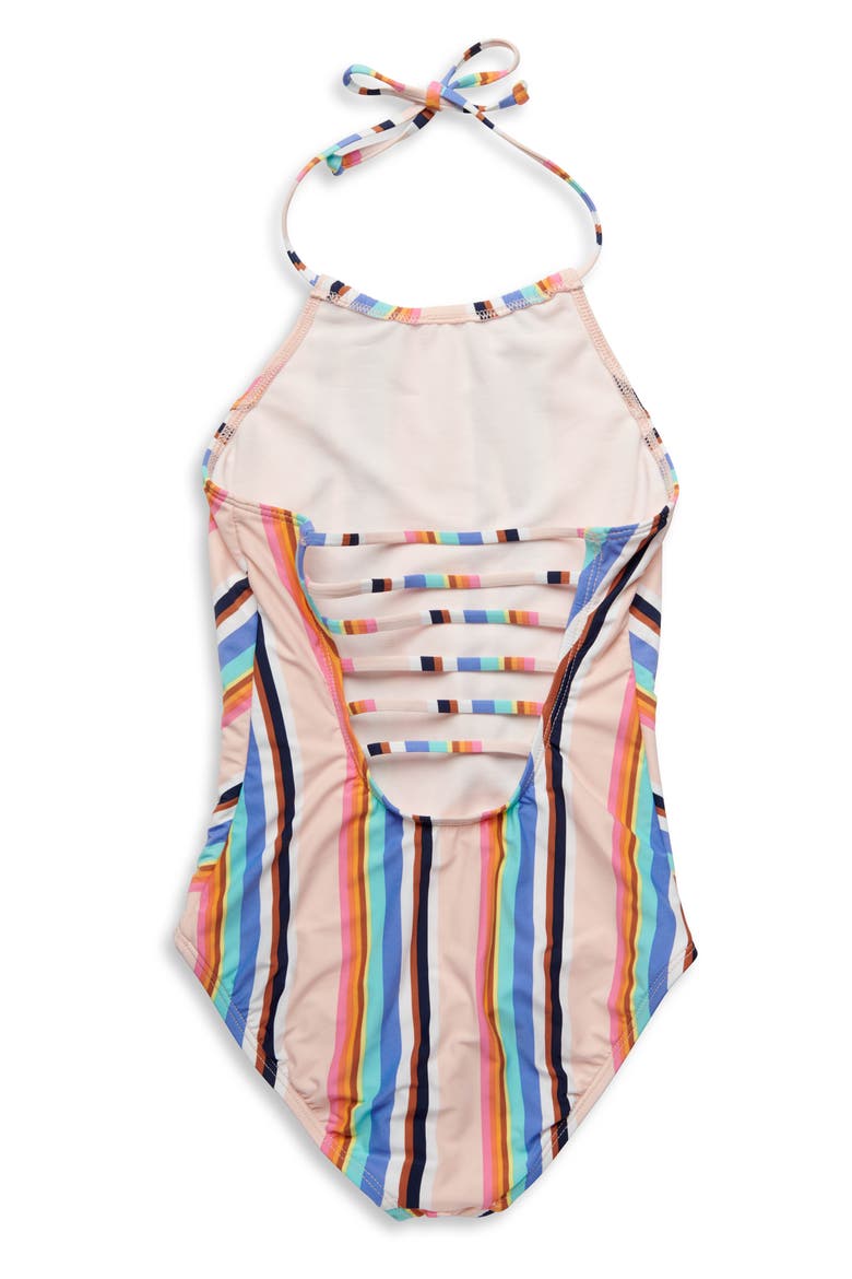 Stripe Out Halter One-Piece Swimsuit, Alternate, color, MULTI