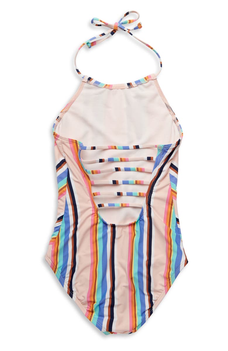 Hobie Stripe Out Halter One-Piece Swimsuit, Alternate, color, 