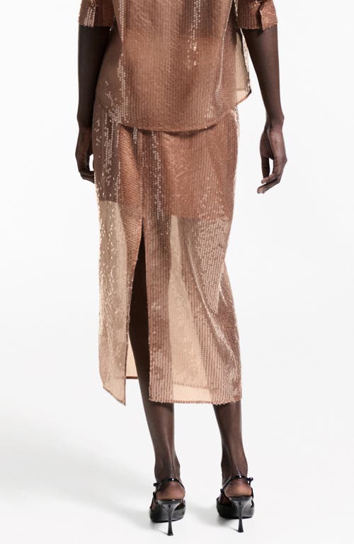 Mango Sequin Midi Skirt In Brown