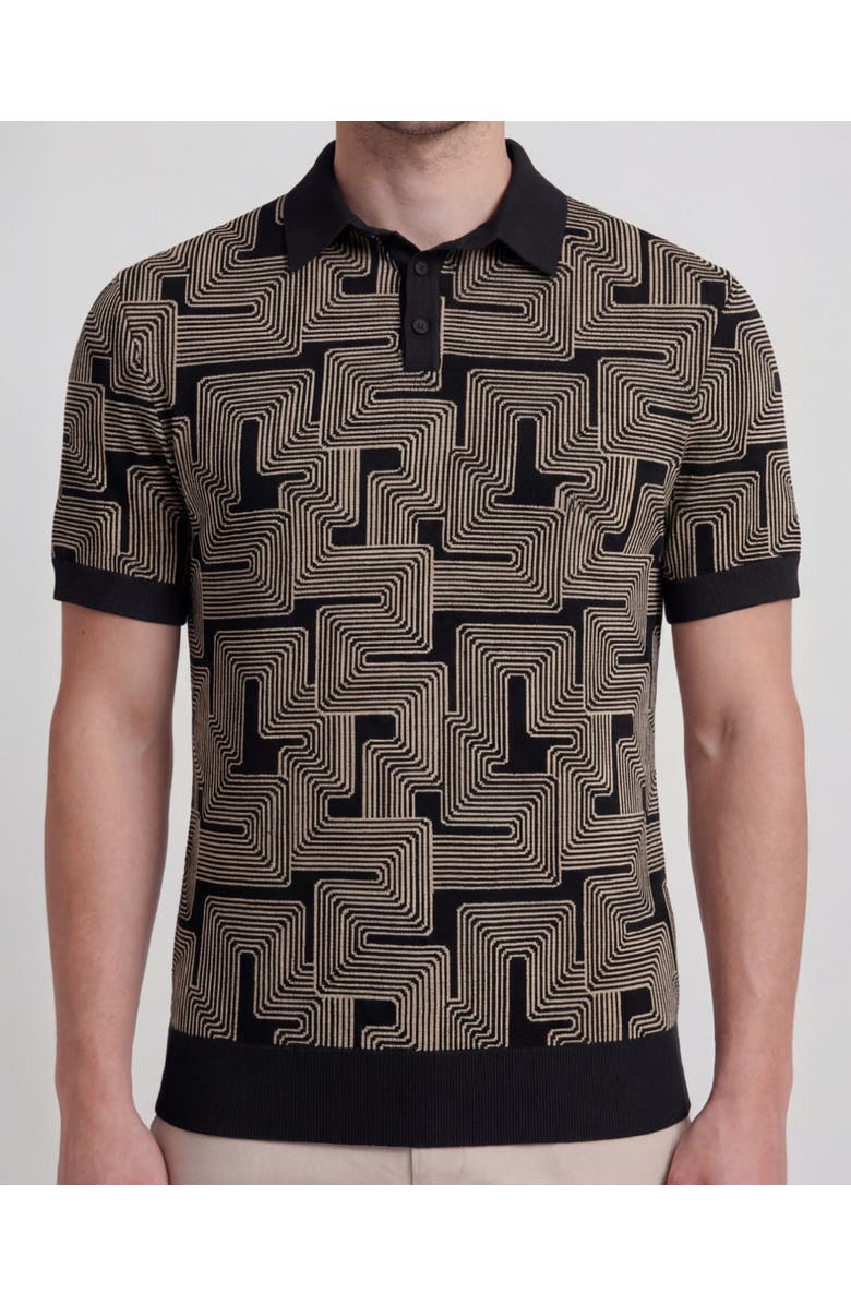 Lords of Harlech Inter Twine Mens Merino Silk Cashmere Polo, Alternate, color, Inter Twine Black