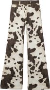 Tractr Kids' Cow Print Wide Leg Jeans