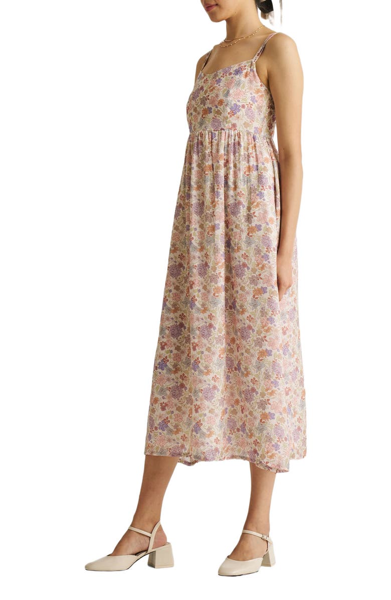 Reistor Strappy Gathered Midi Dress Remixed Florals, Alternate, color, Multicolored Florals