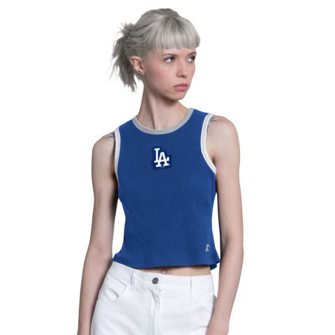 Women's Starter  Royal Los Angeles Dodgers Cooperstown Play the Ball Cropped Tank Top