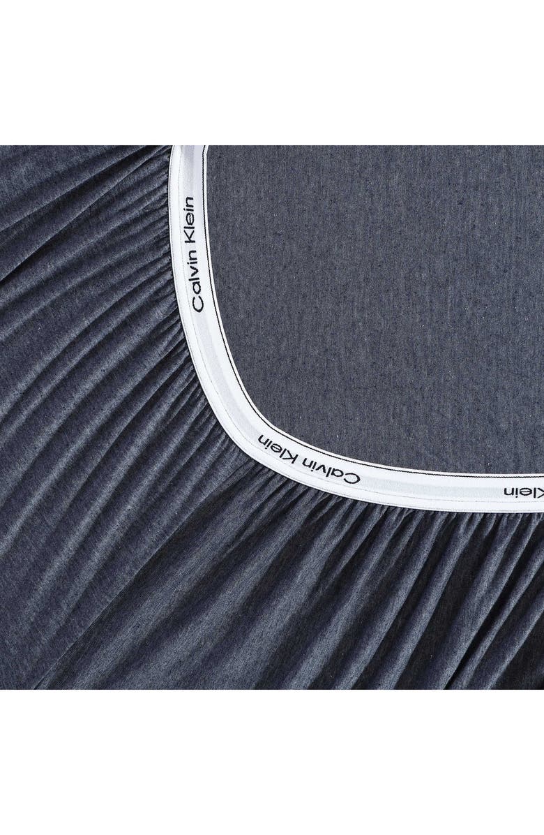 Calvin Klein Home Modern 300 Thread Count Mélange Cotton Blend Jersey Queen Sheet Set, Alternate, color, Dark Blue