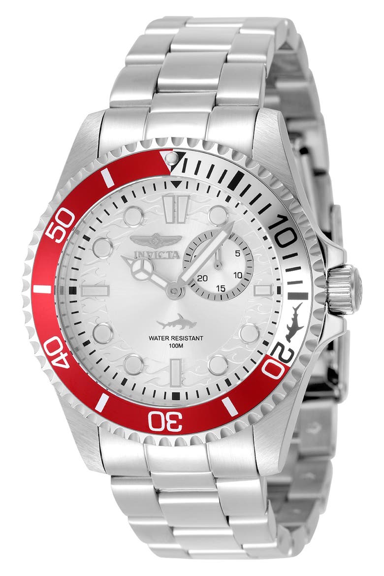 49274 Pro Diver Watch, Main, color, WHITE/ SILVER/ RED