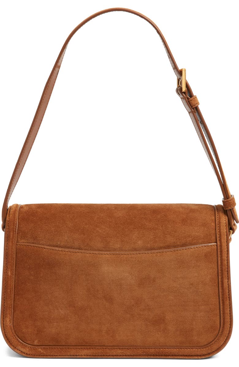 Saint Laurent Medium Solferino Suede Shoulder Bag, Alternate, color, Caramel Cognac