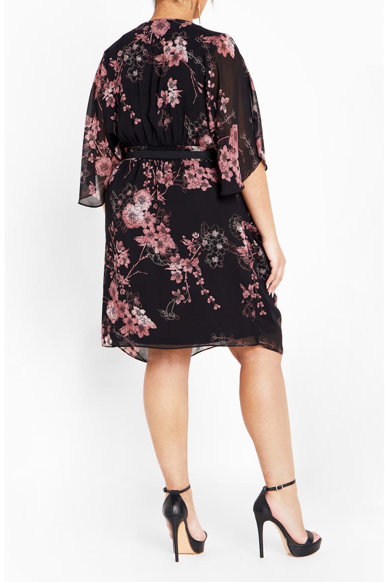Bold Blossom Belted Floral Dress, Alternate, color, BLACK PRINT