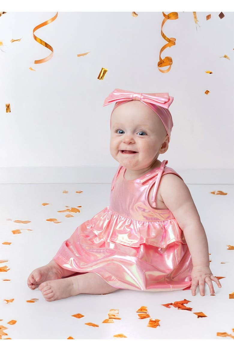 Strawberry Sparkle Sleeveless Baby Dress, Alternate, color, Pink